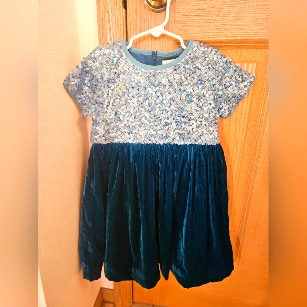 Mini Boden Holiday Sequin Velvet Dress 4-5